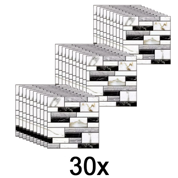 3x 3D sienų lipdukai su marmuro išvaizda (10 vnt.) | MARBLEBLOCKS