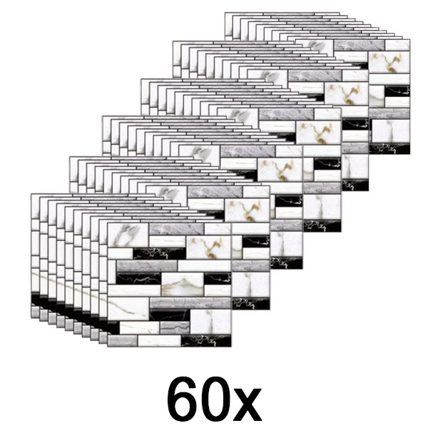 6x 3D sienų lipdukai su marmuro išvaizda (10 vnt.) | MARBLEBLOCKS