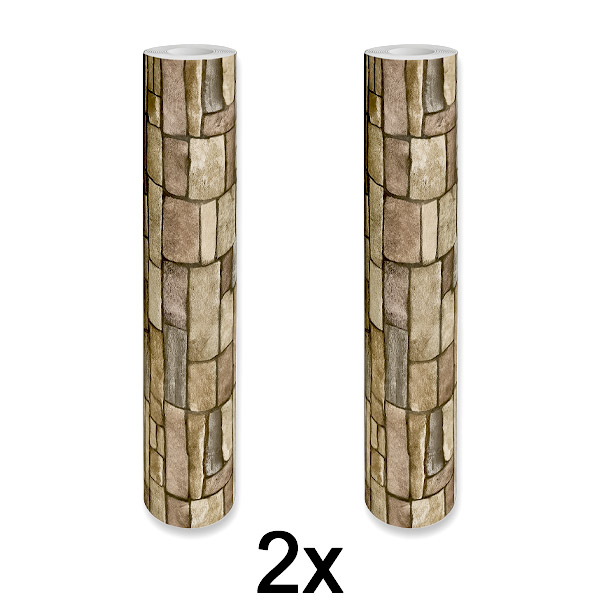 2x Lipni 3D plytų rašto sienų plokštė | WALLCORWRAP