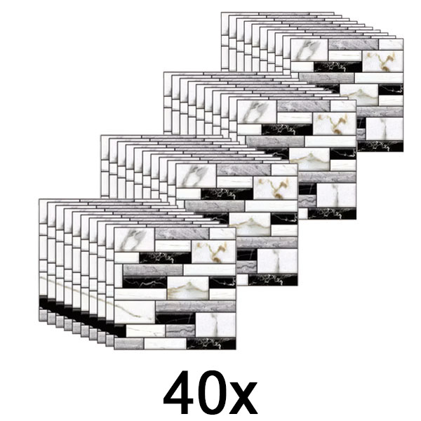 4x 3D sienų lipdukai su marmuro išvaizda (10 vnt.) | MARBLEBLOCKS