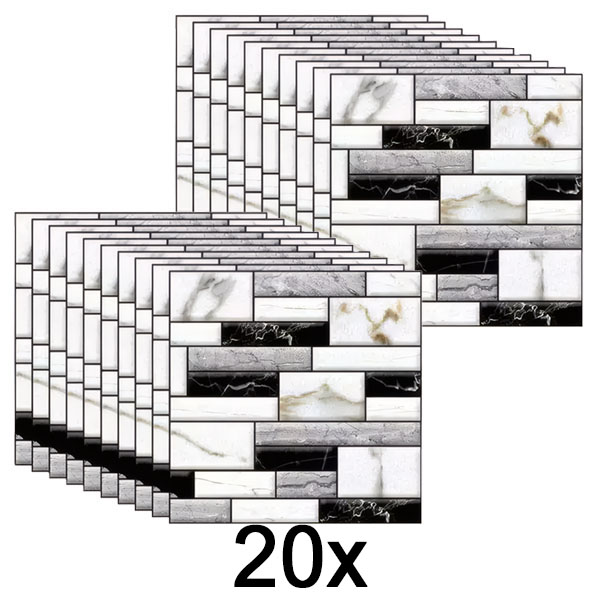 2x 3D sienų lipdukai su marmuro išvaizda (10 vnt.) | MARBLEBLOCKS